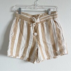 Old Navy Tan and White Striped Women Shorts